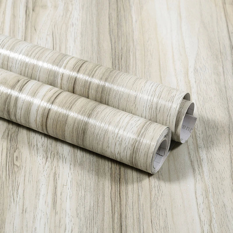 Wood Grain Home Decor Furniture Waterproof Vinyl Wall Sticker Self Adhesive PVC Wallpaper Kitchen Cabinet Door Sticker