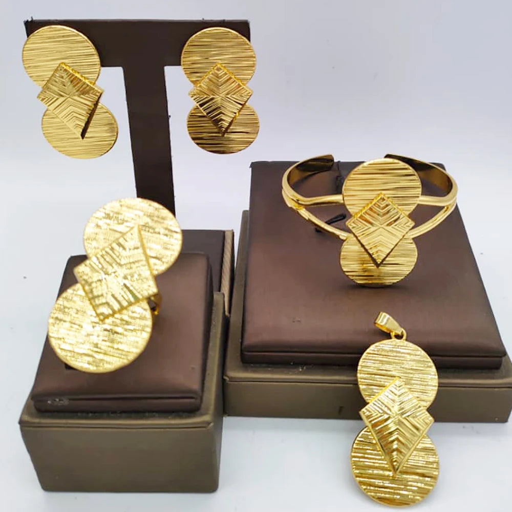 Luxury African Map Gold Jewelry Set Wedding