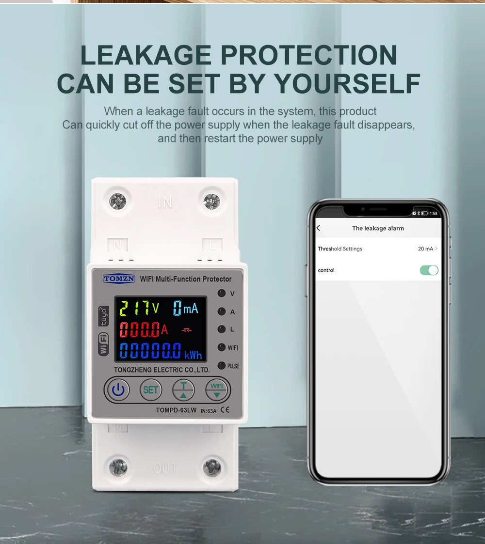 TOMZN 63A Smart Switch Measurement &amp; Protection
