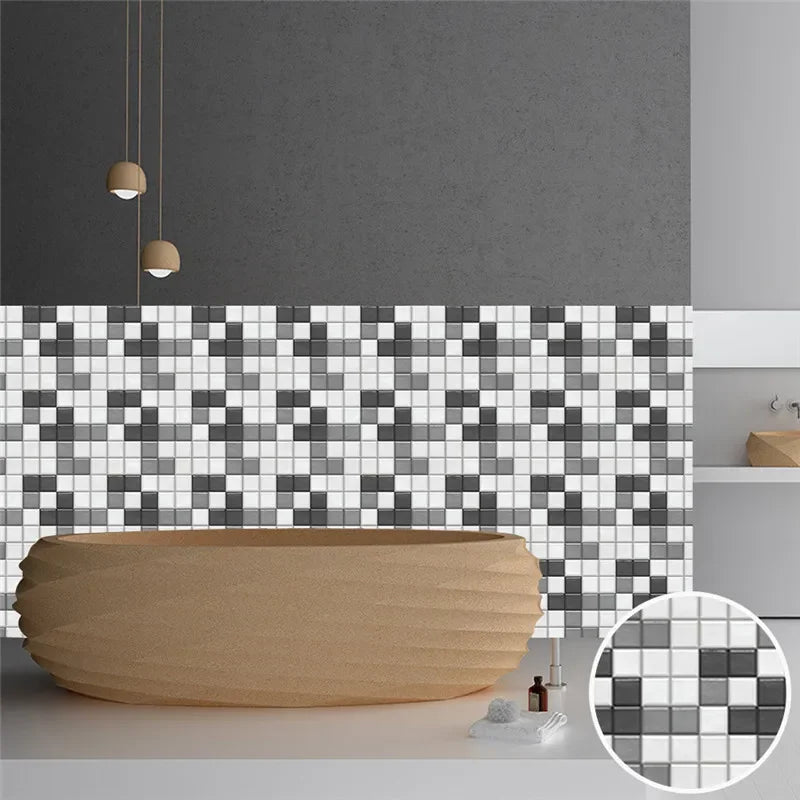 10pcs/set Marble Mosaic Tiles Wall Sticker Transfers Flat Covers for Kitchen Bathroom Stitching Stickers Self-adhesive Removable