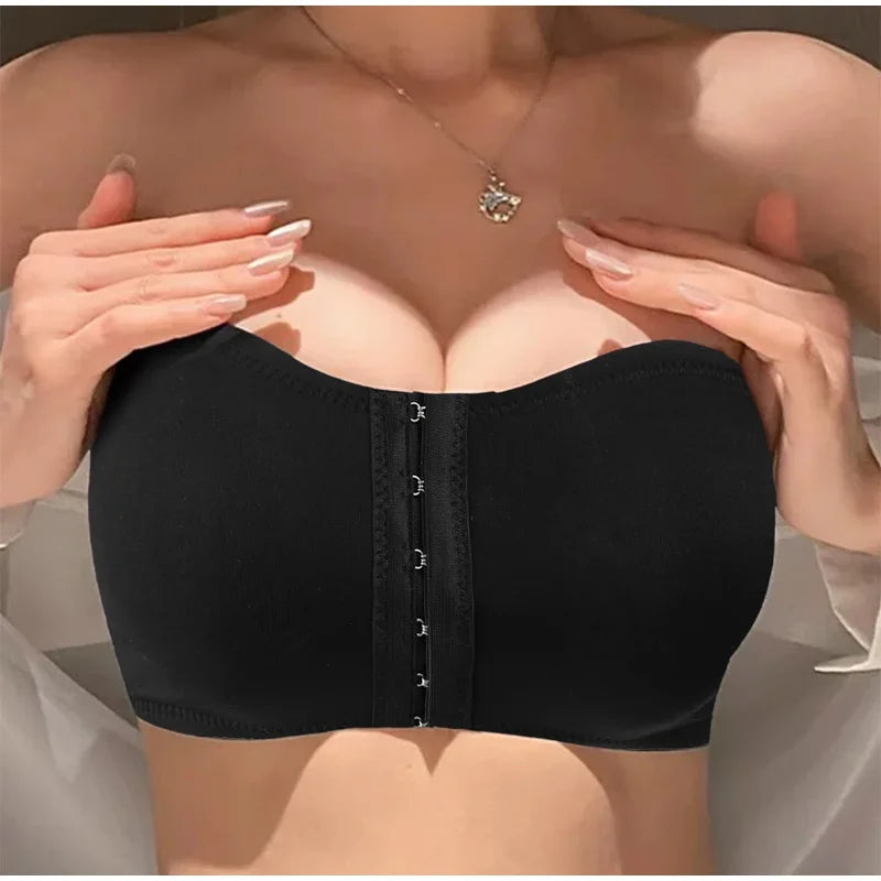 Women's Soft Silk Strapless Black Bra