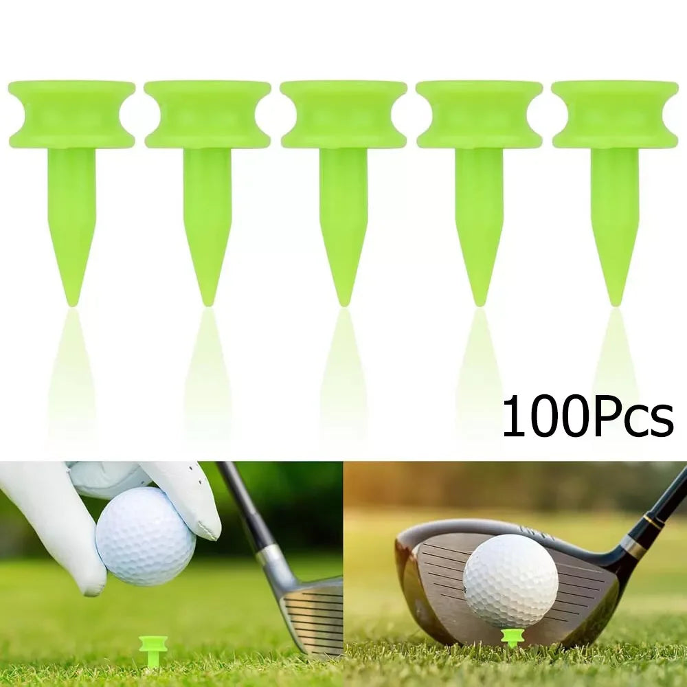 Set of 100 Professional Golf Tees 25MM Green Plastic