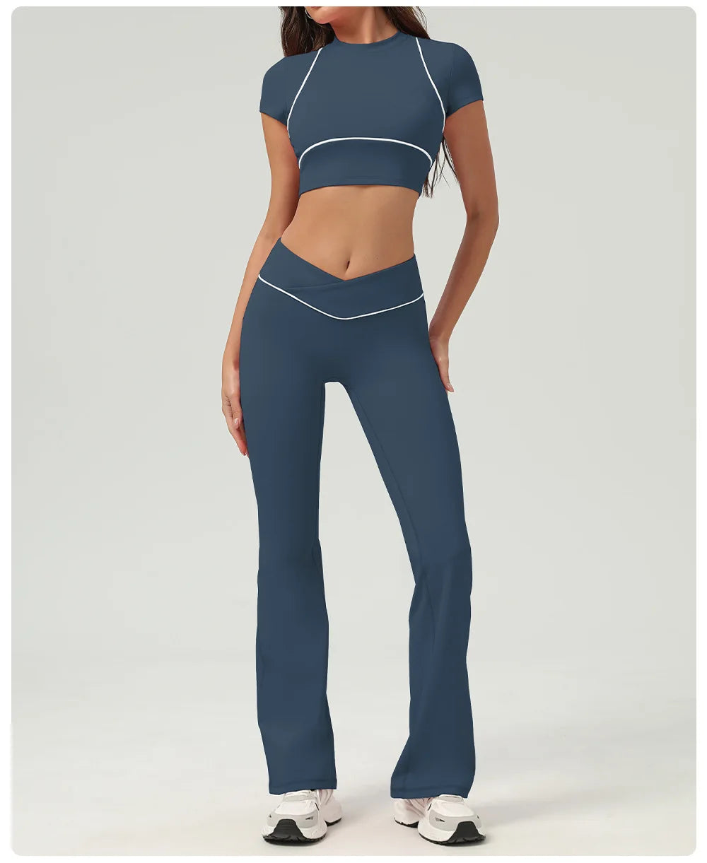 Women's Yoga Top: Women's Short Sleeve Push Up Sports Top