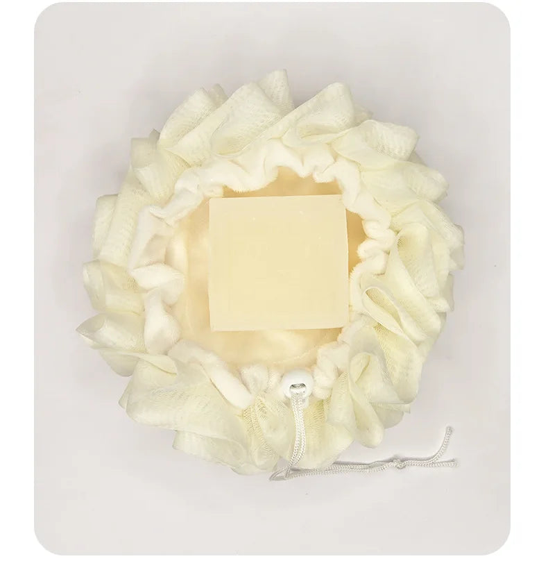 Bông Tắm 2 Trong 1 Lưới Kèm Túi Rút Đựng Xà Phòng