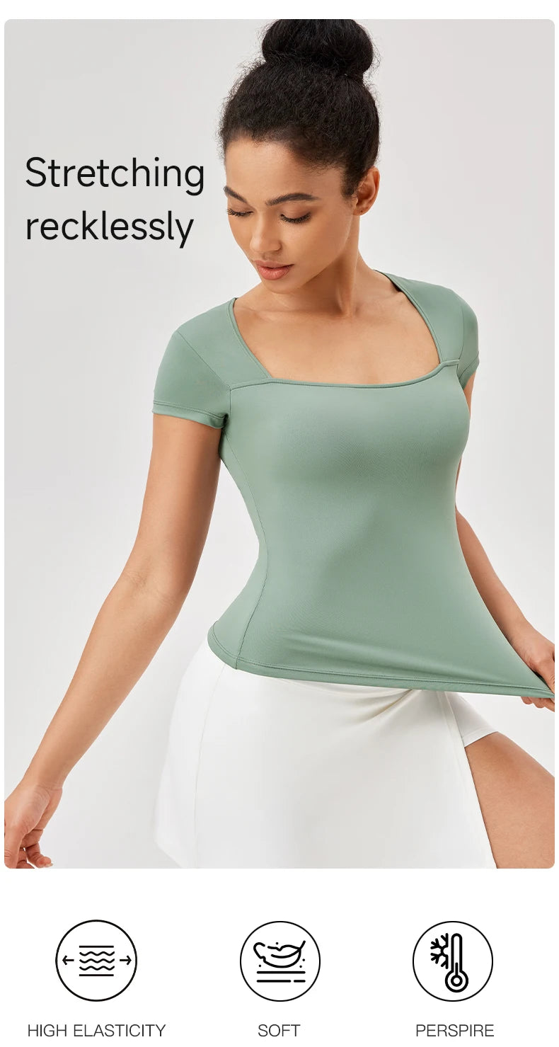 Áo Tập Yoga Nữ - Nhanh Khô, Ngắn Tay, Đa Năng - Daisan Mart