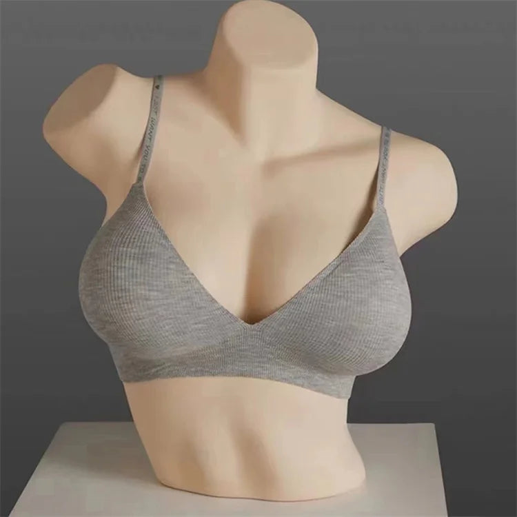 Sexy women's bra without underwire, deep V neck, personality straps