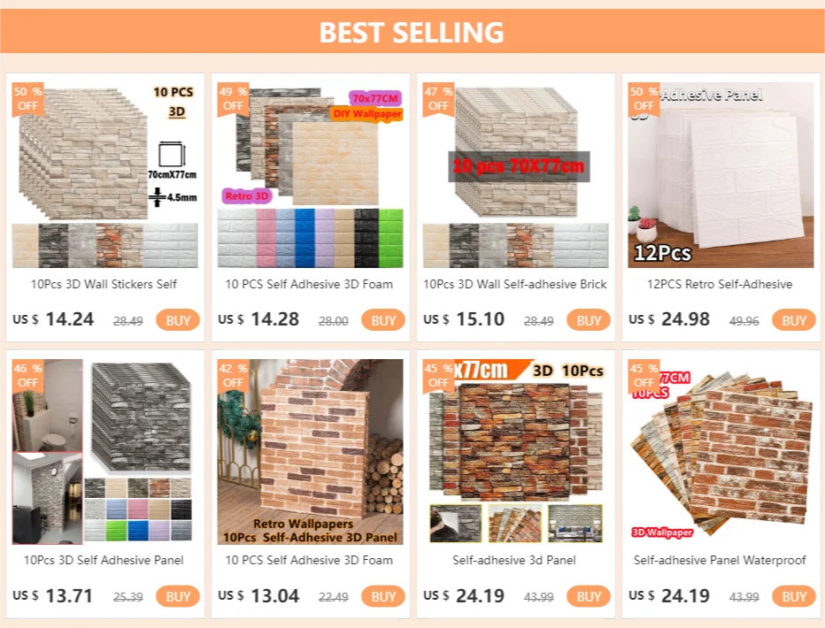 10Pcs Self-adhesive Panel Living Room Background Brick Waterproof Foam Wallpapers Bedroom Wall DIY Luxury Decor 3D Wall Sticker
