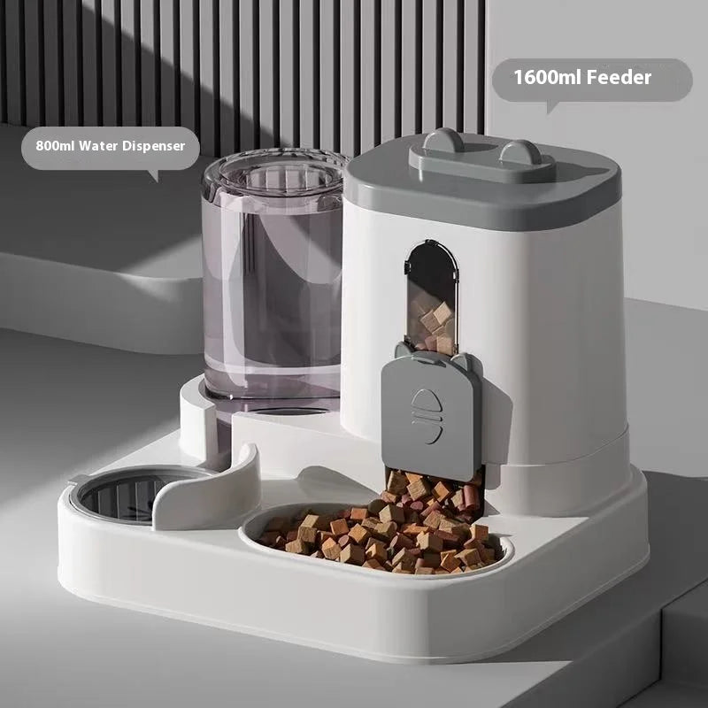 Automatic Dog Cat Feeder and Water Dispenser Gravity Food Feeder and Waterer Set with Pet Food Bowl Universal Pet Products - Daisan Mart