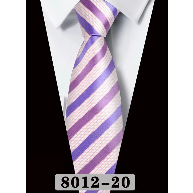 男士8公分藏藍色條紋領帶 - 經典款式