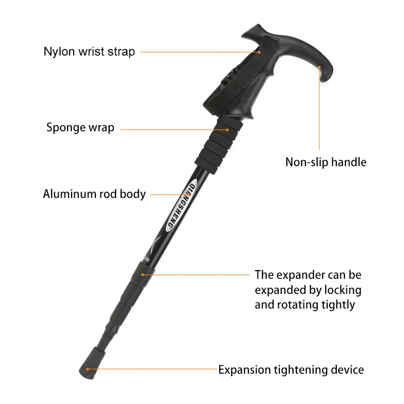 4-Section Folding Trekking Stick - Light, Convenient, Multi-Functional