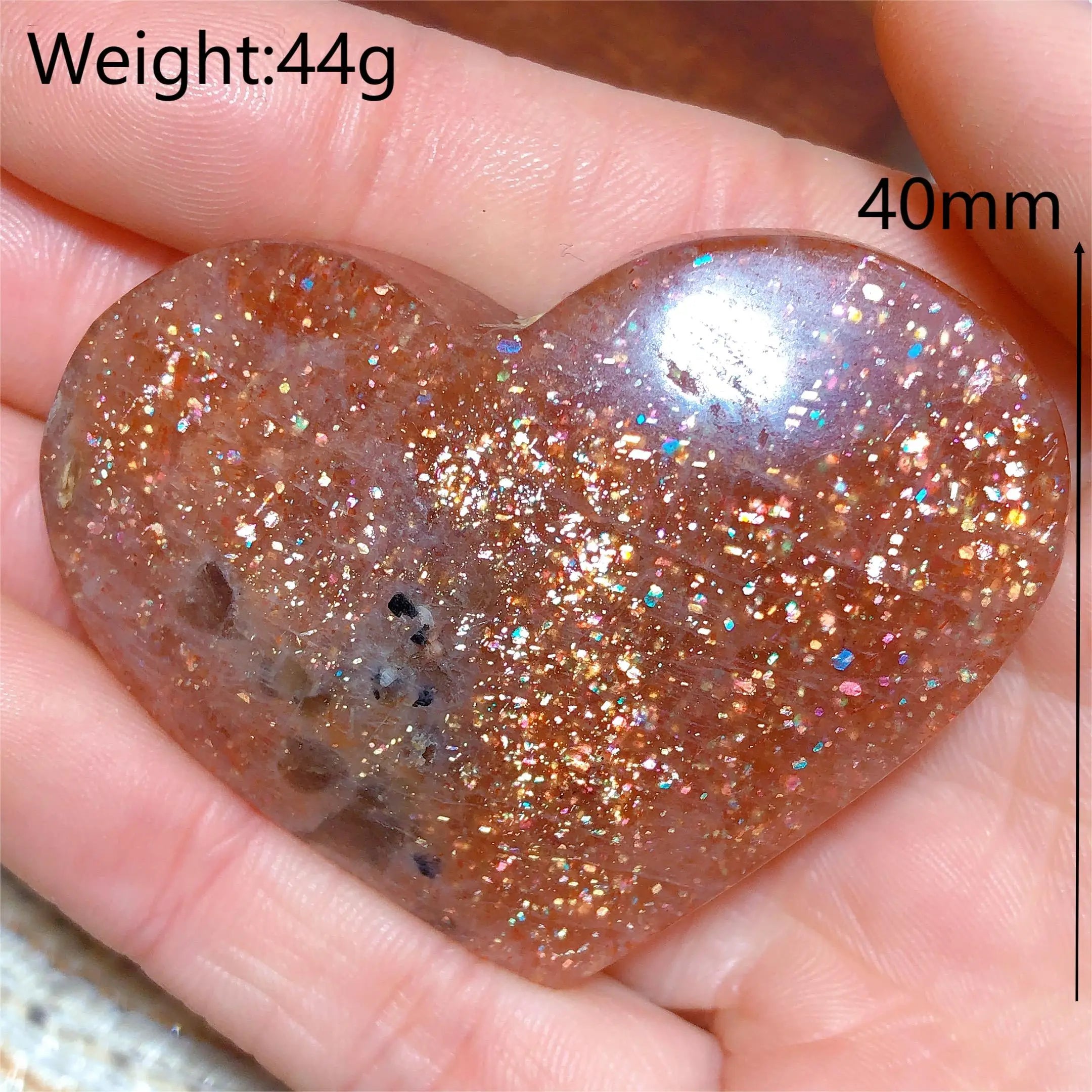 Natural Sunstone Heart Shaped Healing Decoration