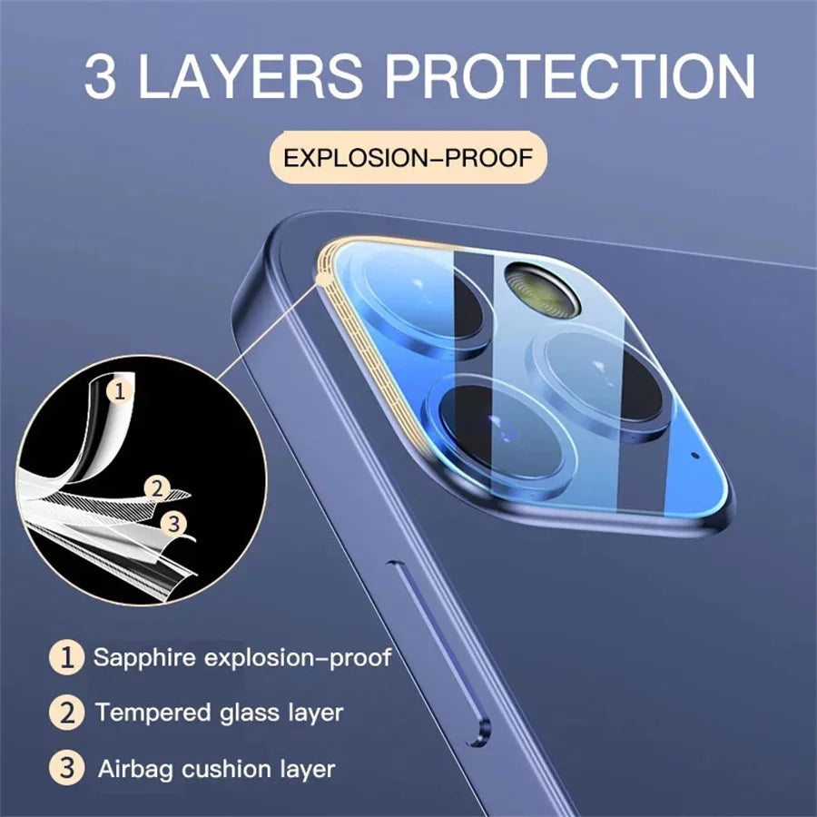 3-Piece Tempered Glass For iPhone 17/16/15/14/13/12/11 Camera