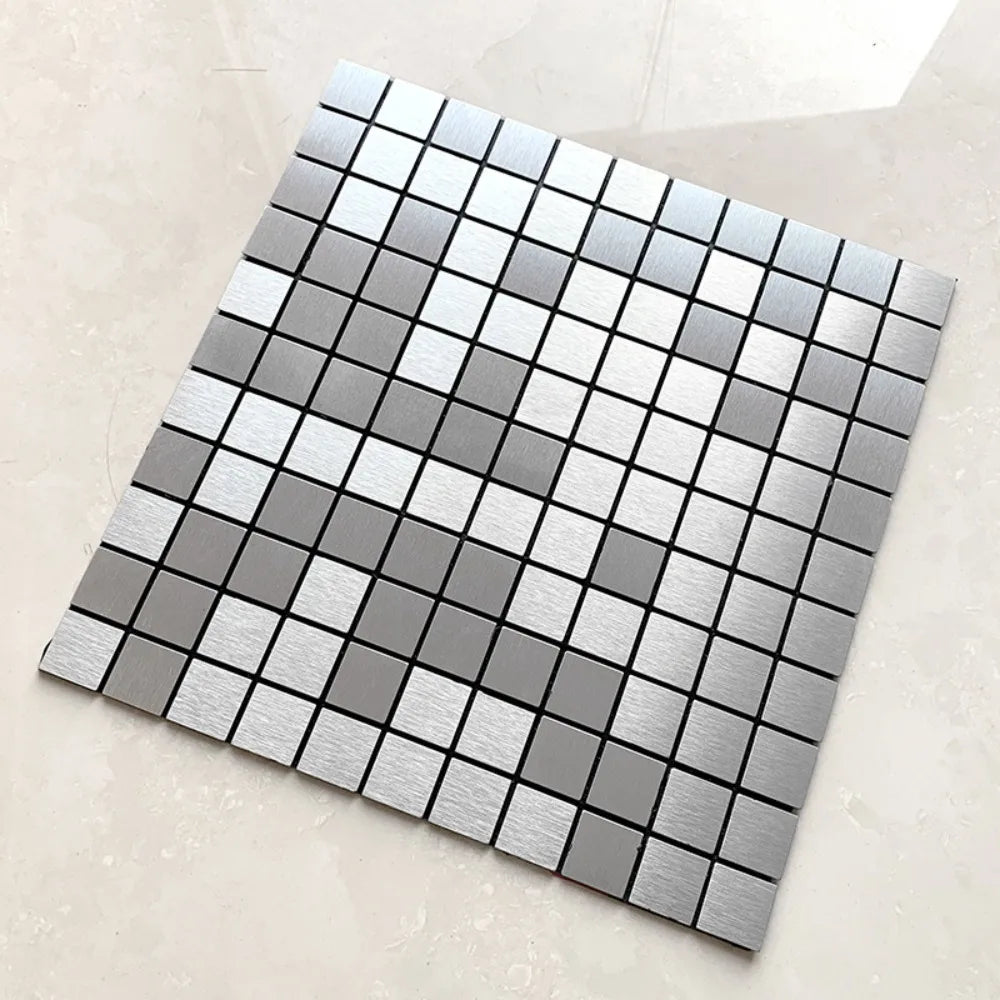 Home Decor Square Mosaic Sticker Aluminum Plastic Moisture-proof Tile Wall Sticker Waterpoof Self-adhesive Art Mural Bathroom