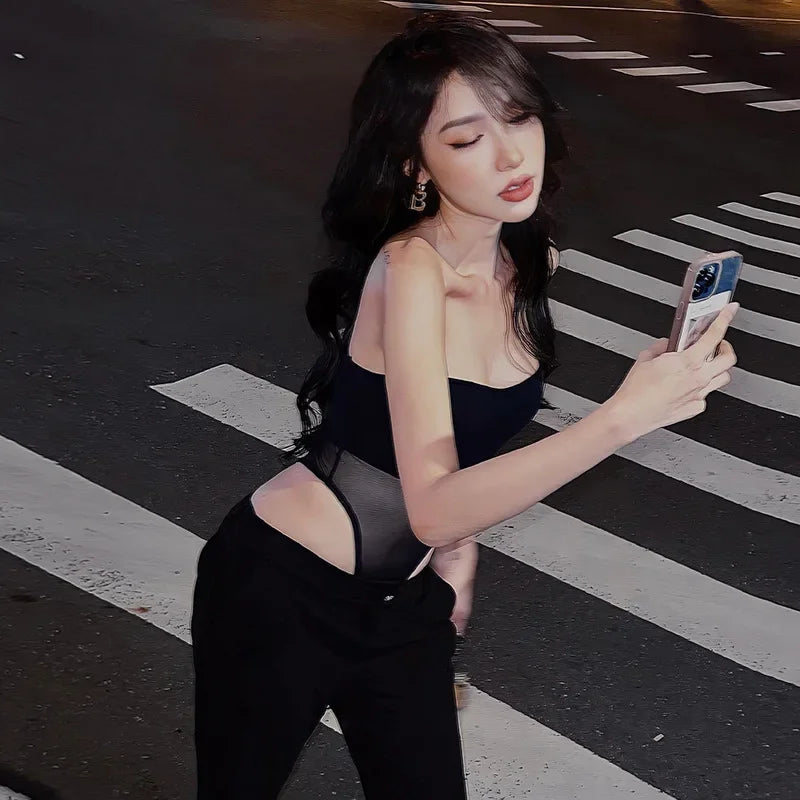 Bodysuit Streetwear Quyến Rũ - Sát Nách & Phối Lưới - Daisan Mart