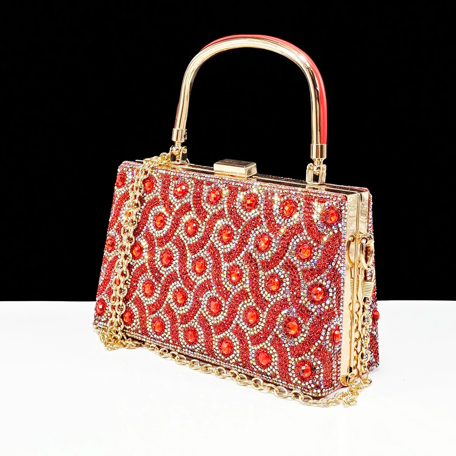 2024 Rhinestone Shoes and Bag Set - Trendy Green