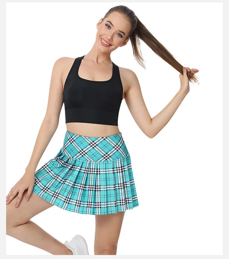Nadanbao Plaid Tennis Dress Women Pleated Mini Skater Skirts High Waist Plaid Short Skirt Women's Summer New College Style - Daisan Mart