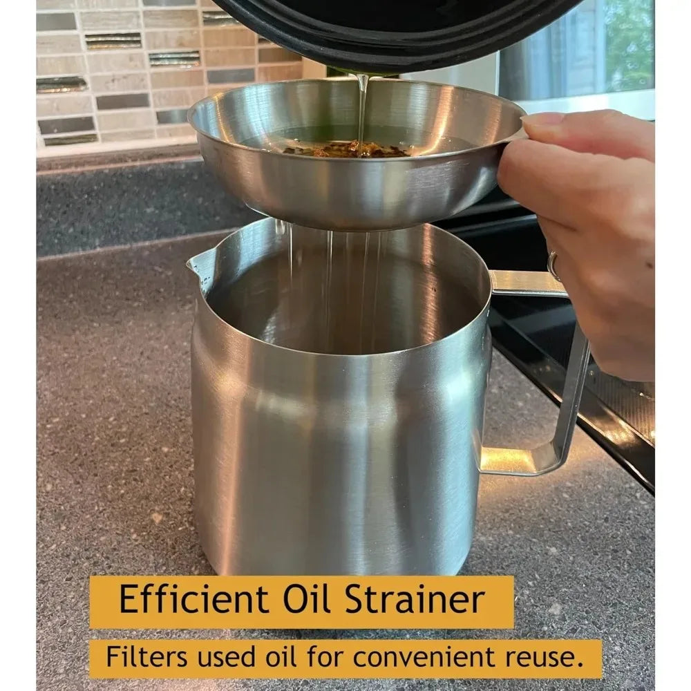 2L Stainless Steel Fryer - Multi-function Oil Filter Basket