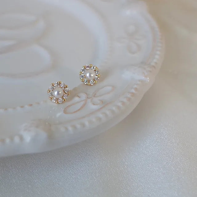 Luxury 14k Gold Pearl Earrings for Women