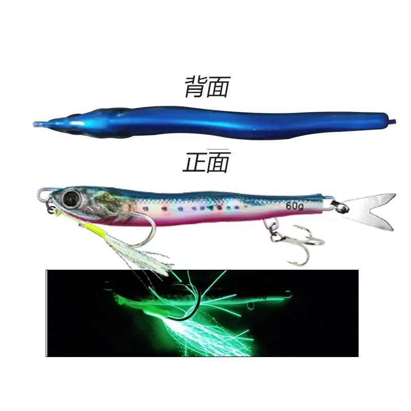 3D Glowing Jig Lure Fast Sinking 40g60g80g