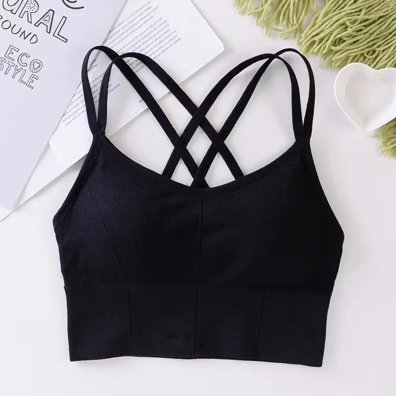 Women's Sexy Cross Back Sports Yoga Bra with Chest Pad
