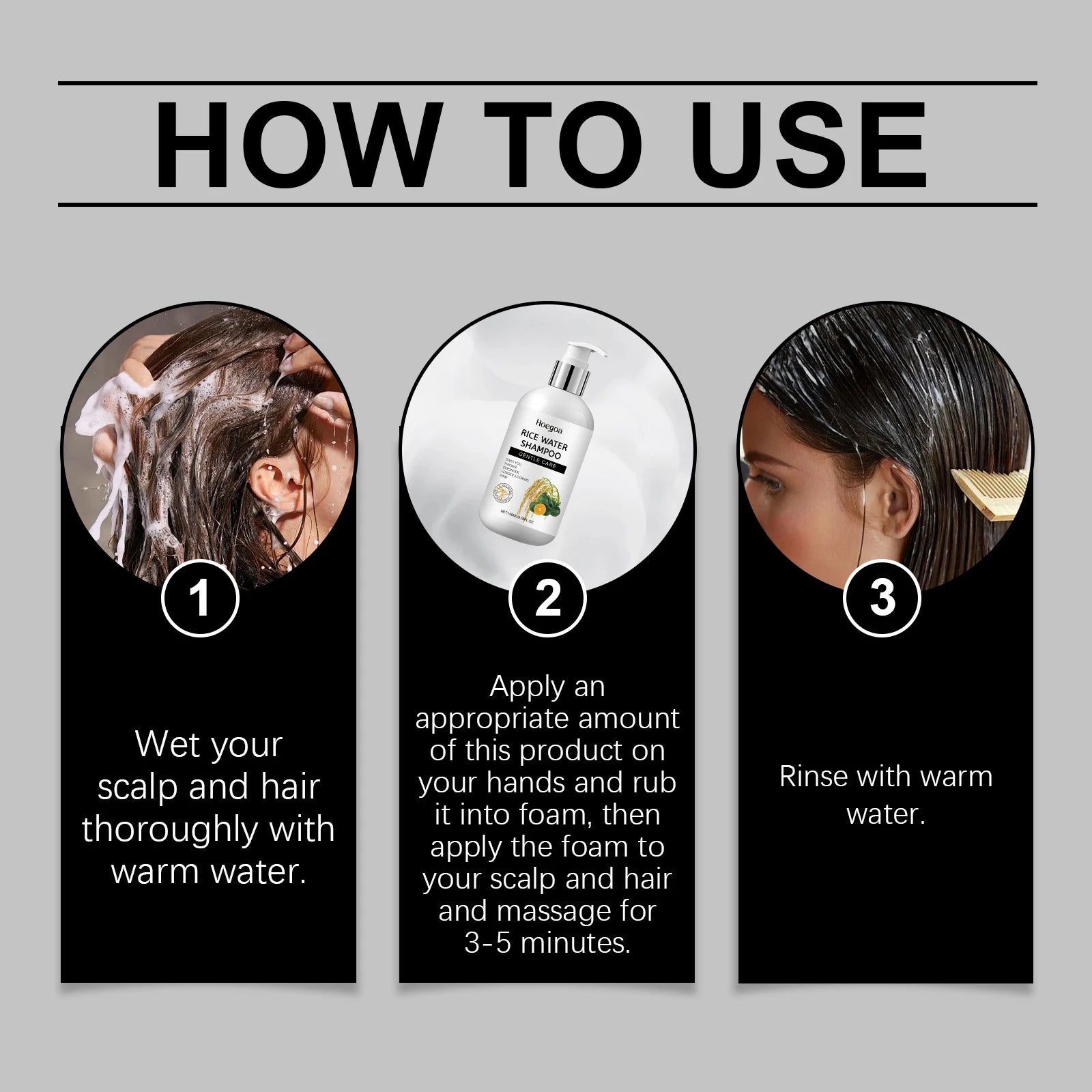 Rice Shampoo Reduces Hair Loss, Deep Nourishes, Restores Dry Hair