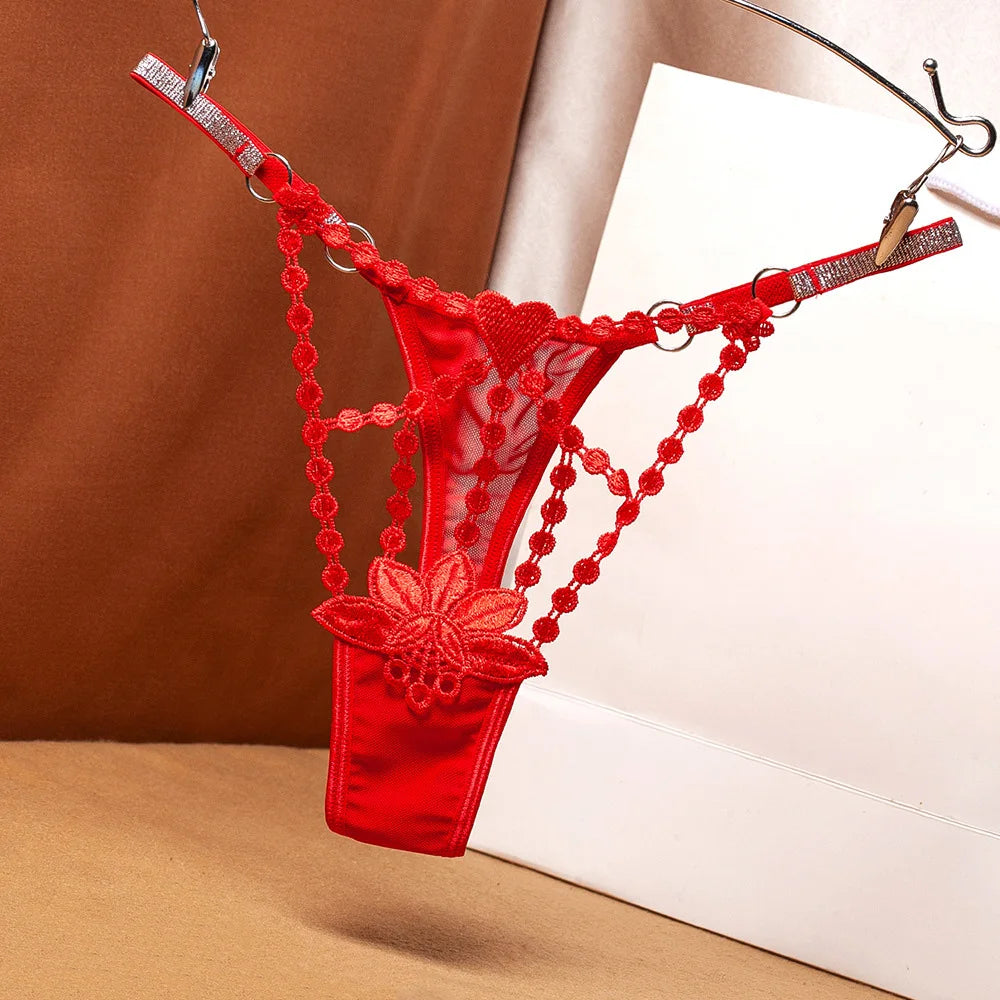 Women's panties Women's Sexy Lace Hollow out Thong Panties Low Waist Transparent G-String Underwear Breathable Female Intimates