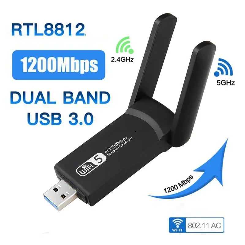 USB Wifi AC1200 Băng Tần Kép 1200Mbps Có Ăng Ten