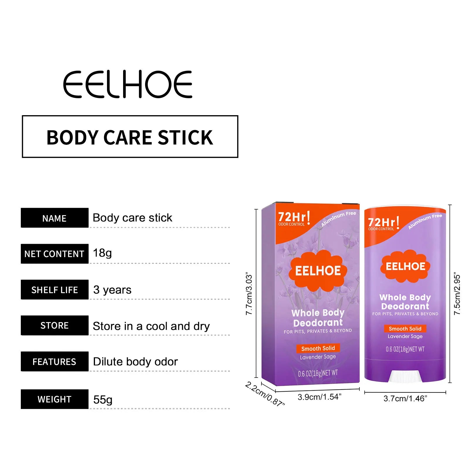 72h Body Deodorant - Long-lasting antiperspirant wax