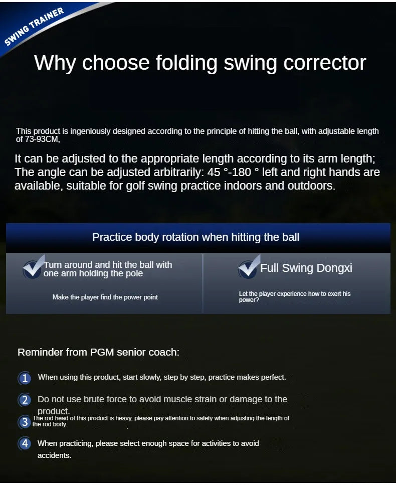 PGM Golf Training Equipment Adjustable Angle &amp; Length HGB023