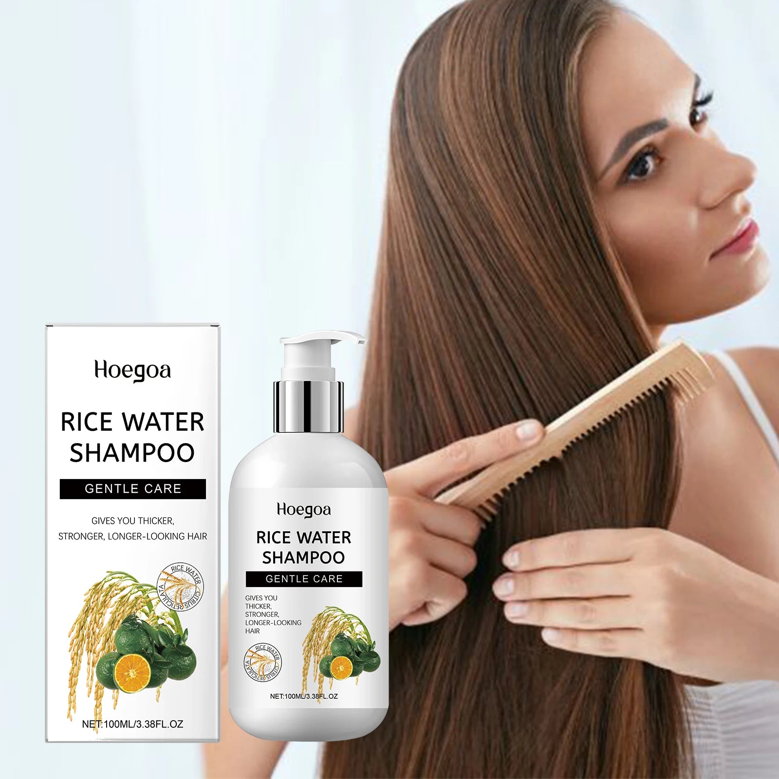 Rice Shampoo Reduces Hair Loss, Deep Nourishes, Restores Dry Hair