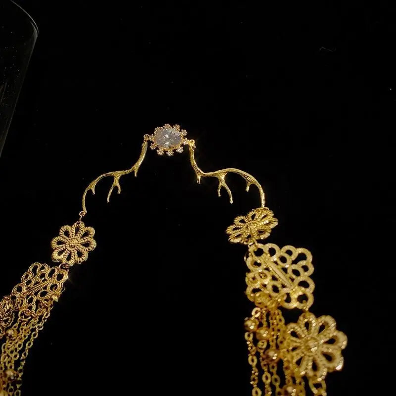 Cài Tóc Nữ Đính Đá Đỏ Sang Trọng Hoa Rũ Quyến Rũ