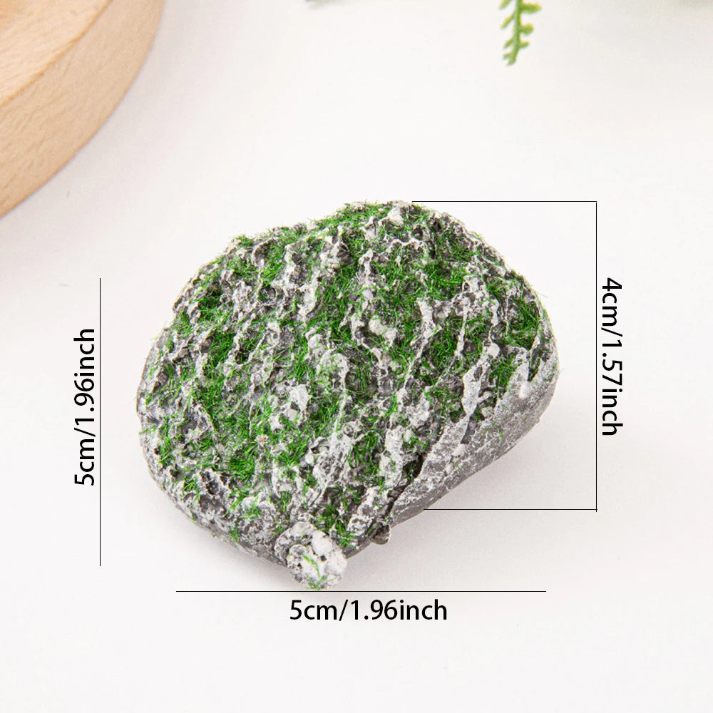 Set of 10 Moss Stone Blocks for Garden Decoration