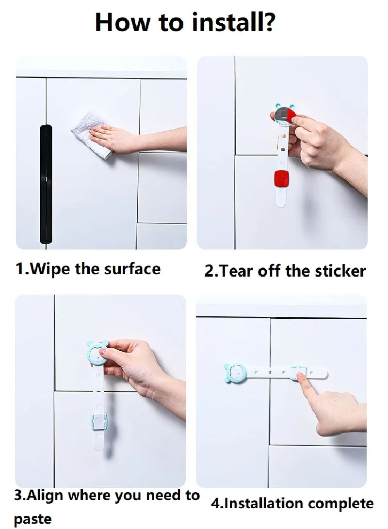 5Pcs 5 Speeds Adjustable Child NEW Safety Plastic Cabinet Lock Baby Protection for Refrigerators Security Drawer  Toilet Latches - Daisan Mart