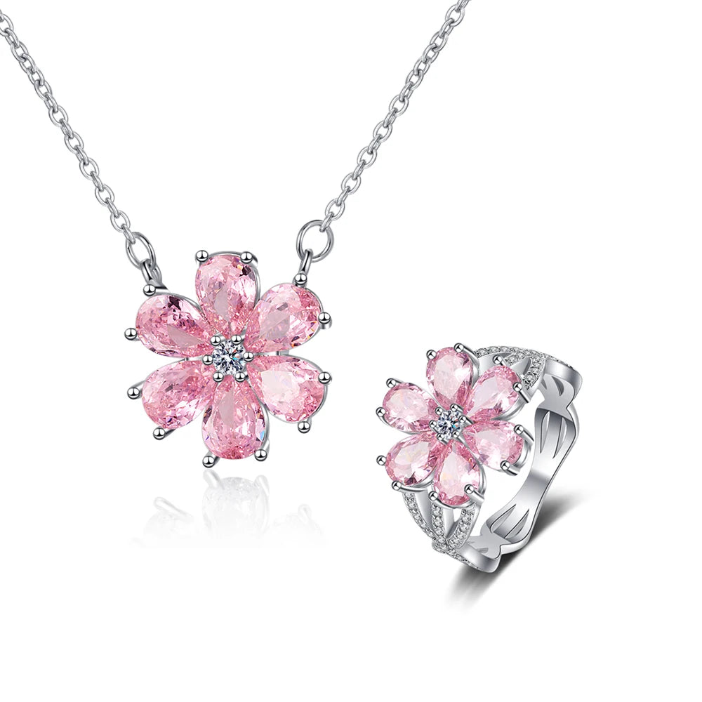 Bộ Trang Sức Cưới Nữ Hoa Hồng Bạc Sang Trọng