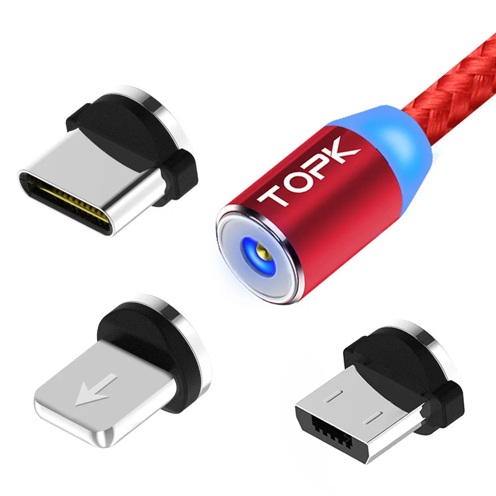 TOPK 3in1 Magnetic Anti-Tangle 360 ​​Degree Charging Cable