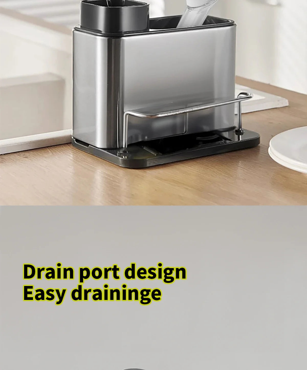 3-in-1 Stainless Steel Dishwashing Liquid Rack, Compact and Convenient for the Kitchen