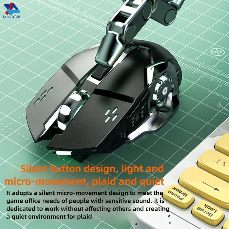 MINGCVIL Wireless Rechargeable Gaming Mouse with Color Changing LED Light