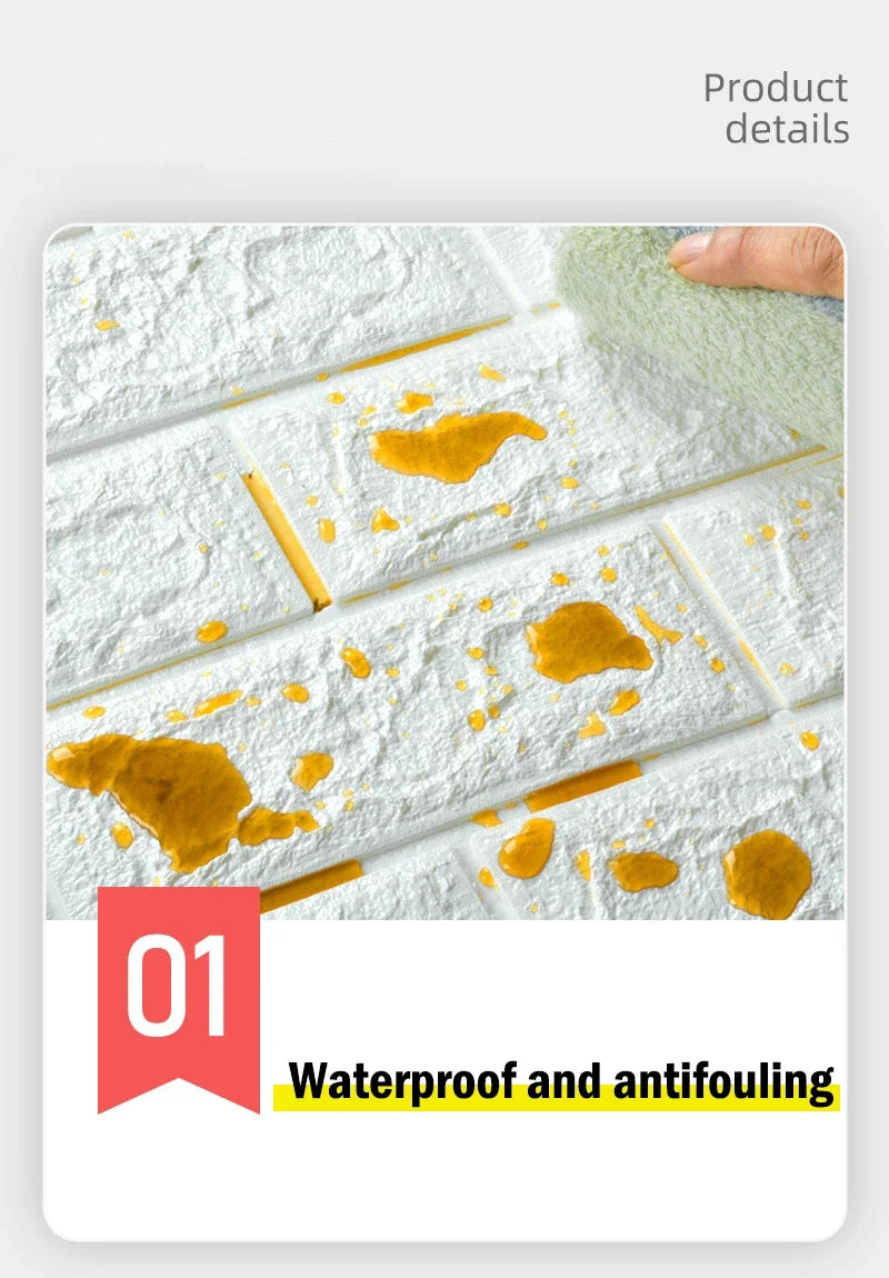 Giấy Dán Tường 3D Giả Gạch Chống Thấm 70cmx10m