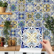 24pcs/set Blue Color Tiles Sticker Wall Stickers Kitchen Bathroom Waterproof Self-adhesive Wall Decal Home Renovation Wallpaper