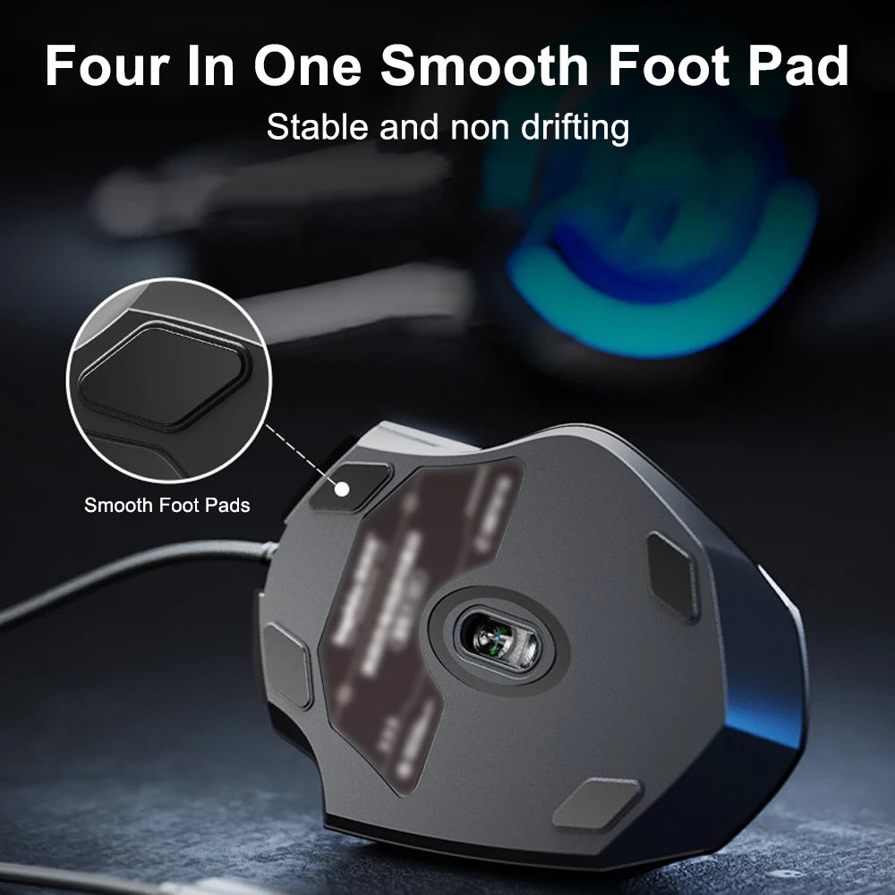 USB Wired Mouse, 7200 DPI Corded Computer Mouse with 6-Button Cord Ergonomic Mice, Officeand game Mouse for Laptop PC Desktop