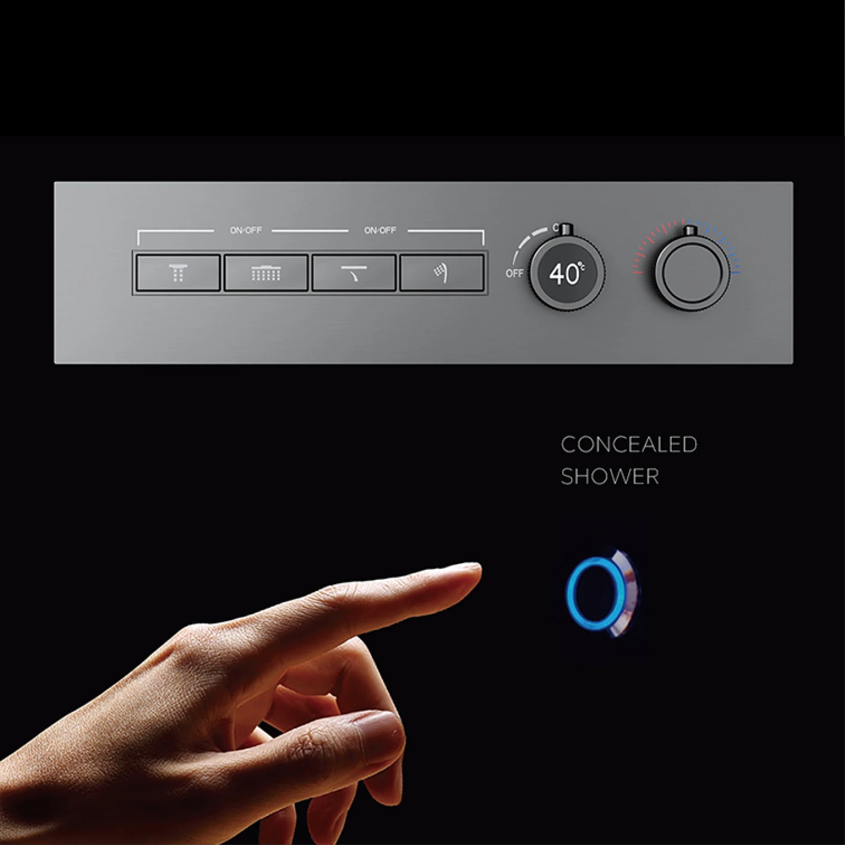 Vòi sen đen đồng thau LED 4 chức năng cao cấp