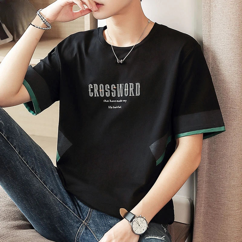 Men's Quick Dry Vintage Letter Korean Style T-Shirt