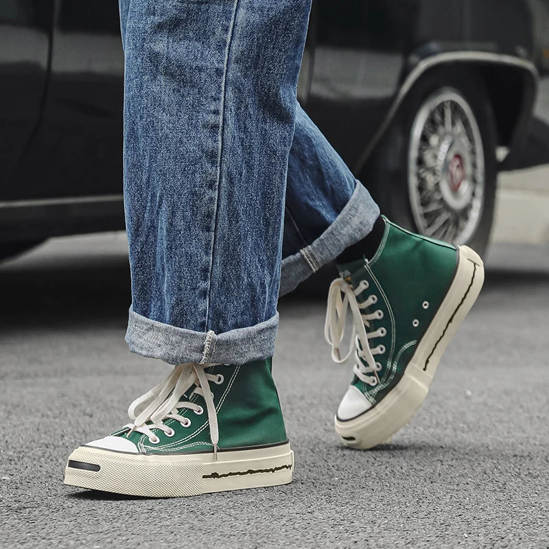 Giày Sneaker Nam Cổ Cao Phong Cách Đường Phố Xanh