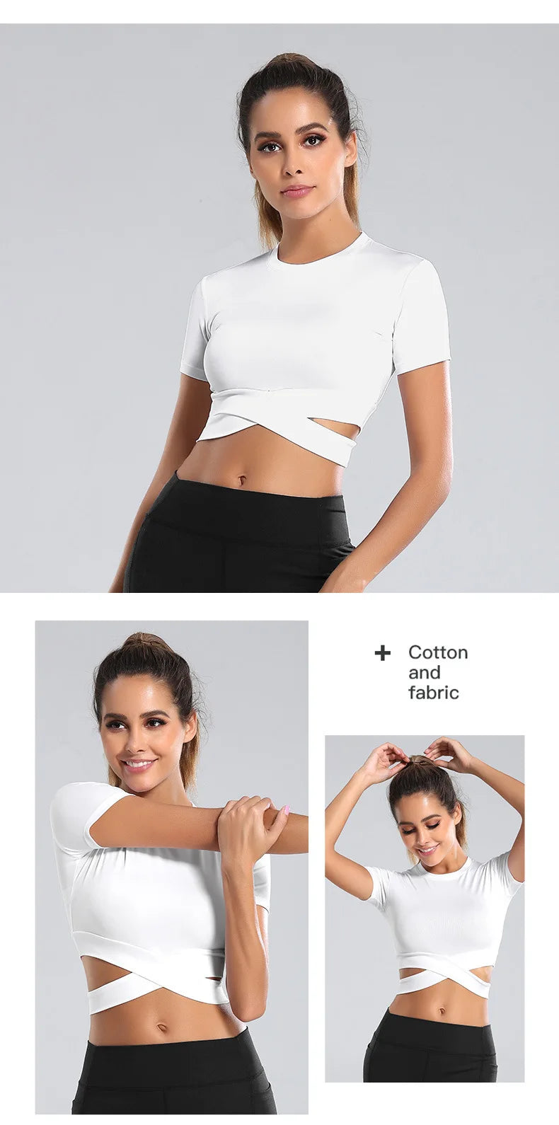 Áo Croptop Tập Gym Nữ Dài Tay Co Giãn Thoáng Mát