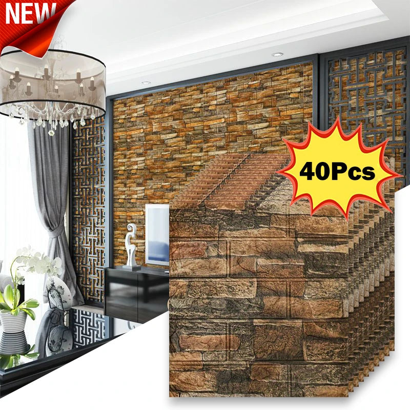 Giấy Dán Tường Gạch Giả Chống Ẩm 40 Tấm 38.5x35cm - Daisan Mart