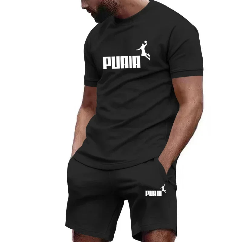 Men's Summer Sports Set - Short Shirt + Breathable Pants