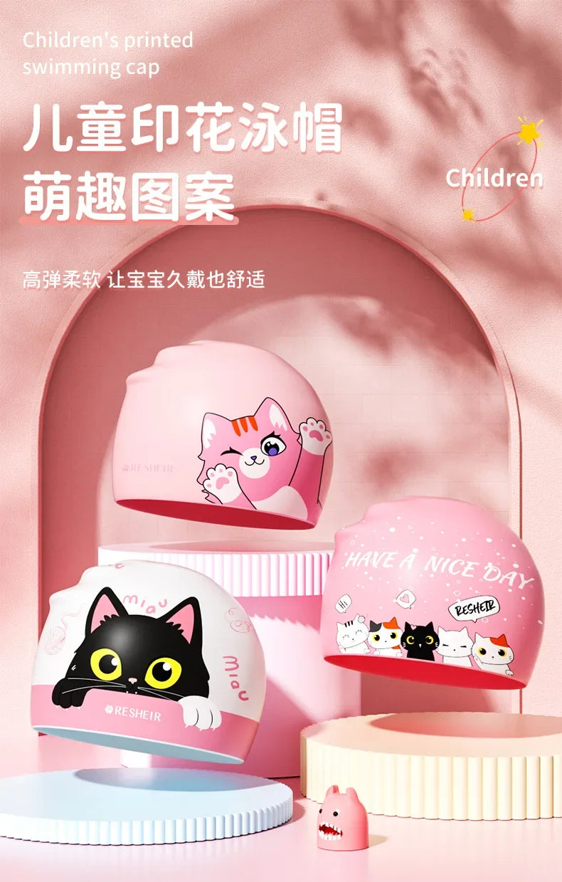 Mũ Bơi Trẻ Em Hoạt Hình Chống Nước Bảo Vệ Tai