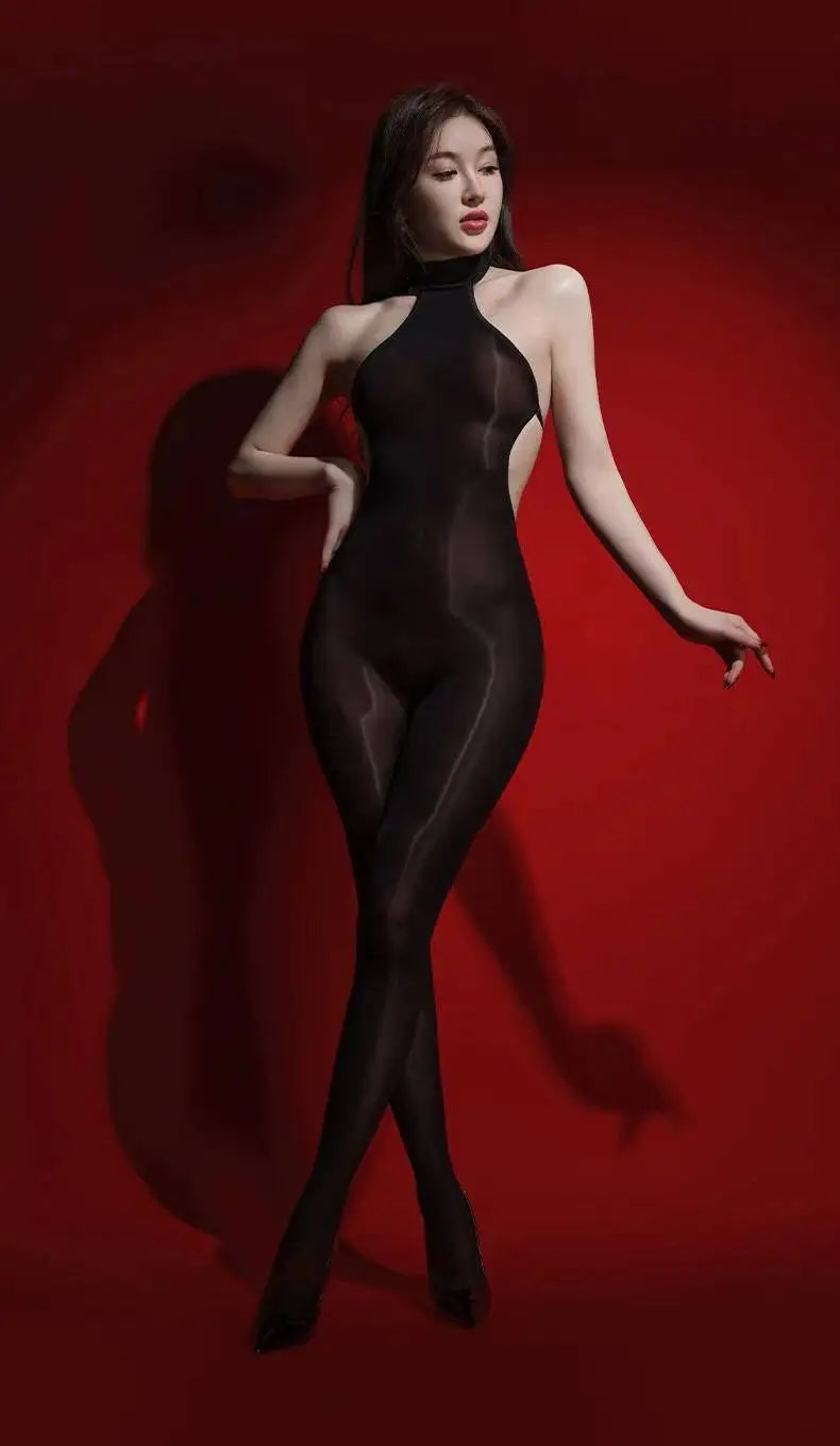 Sexy Backless Glossy Bodysuit 6D Horse Oil ZNZ1