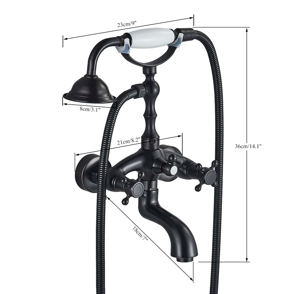 Telephone Style Golden Waterfall Bathtub Faucet Bathroom Brass Bath Faucets Waterfall Rotatb Spout Hot&amp;Cold water Shower tap set