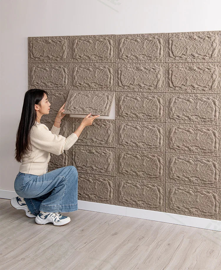 Tấm ốp tường đá 3D PU chống trượt ngoài trời 25x45